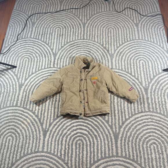 Kids RARE Vintage Timberland Khaki Corduroy Quilted Puffer Winter Jacket